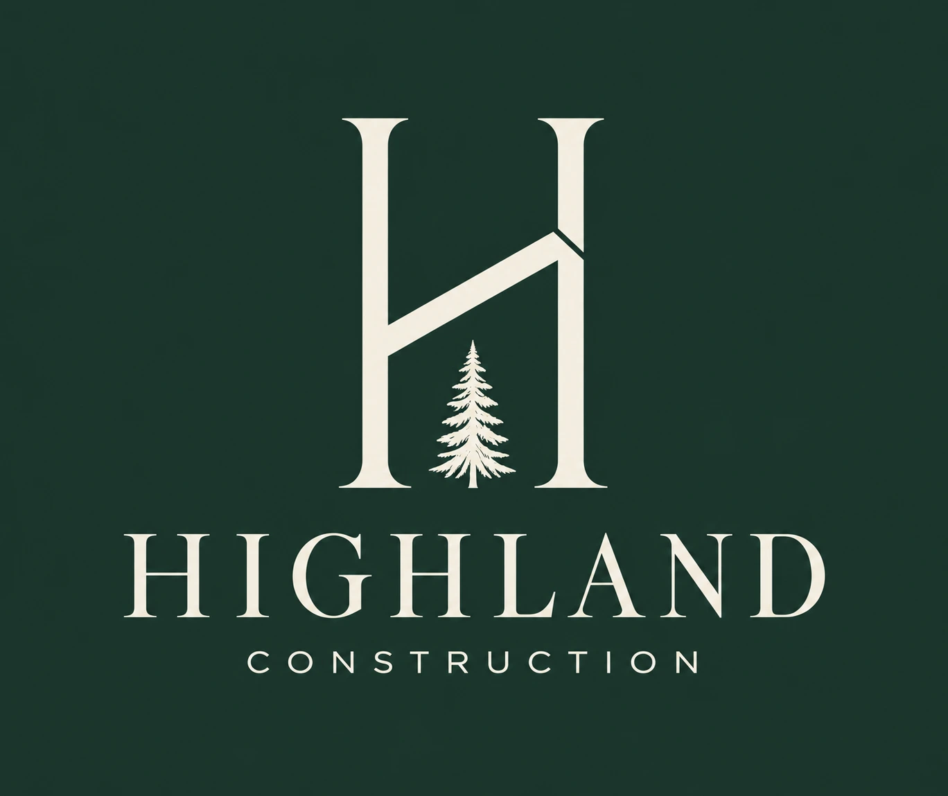 Highland Construction — H monogram with evergreen